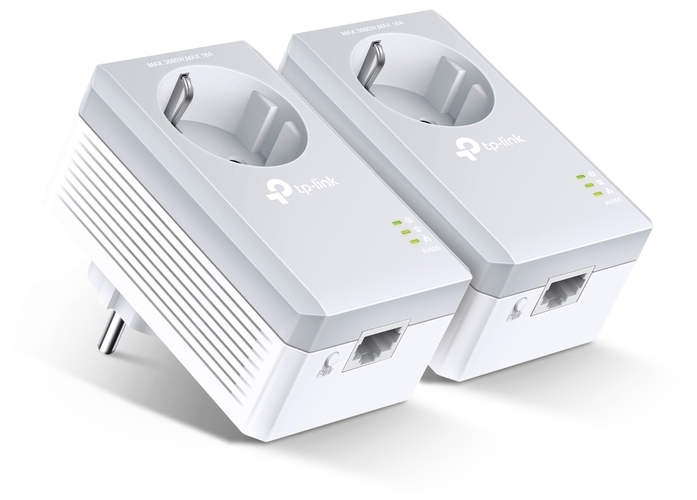 TL-PA4010PKIT Av600 powerline adapter with ac pass through starter kit, ultra compact size, 10/100mbps, twin pack TP-Link Santreyd 