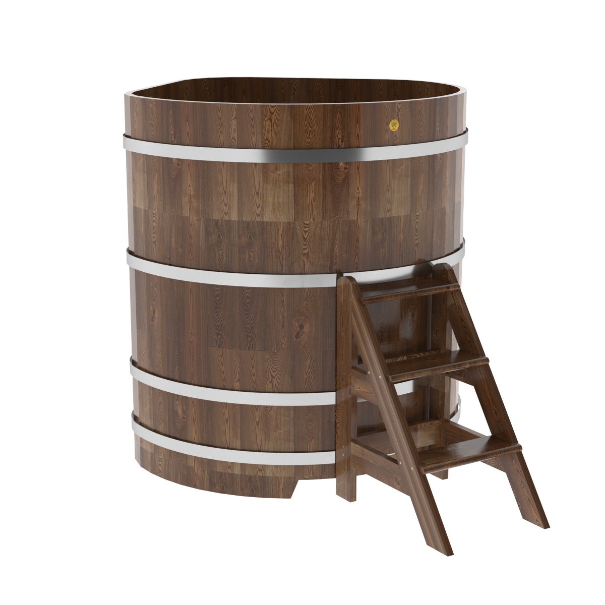 1580 Купель угловая из сращенных ламелей лиственницы 1,19х1,19х1,4 морёная Alyarus 