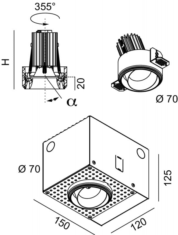 Регулируемый встраиваемый прожектор Lucifero's NYX TRIMLESS ARCH-00129813 - Вид №5