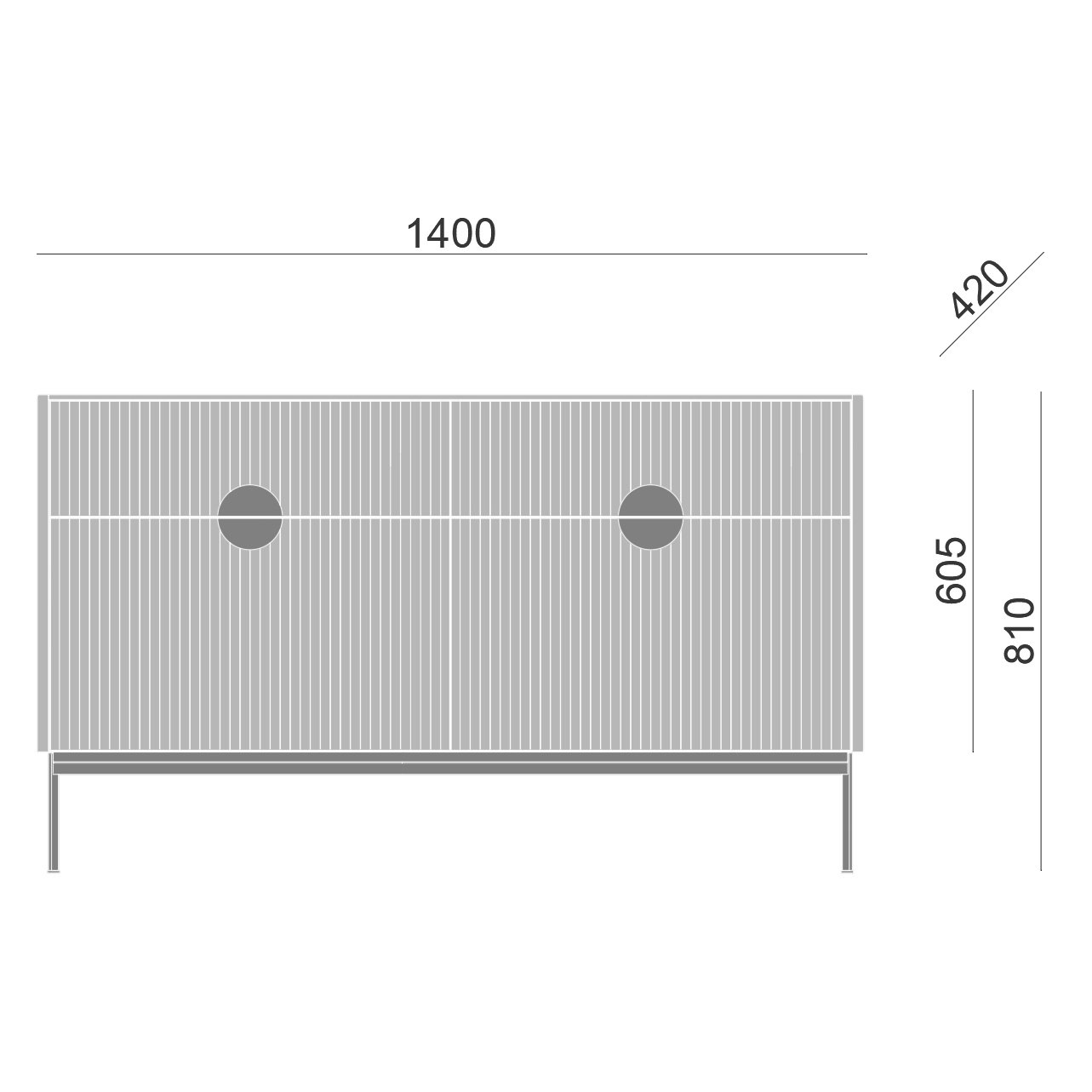 Комод с ящиками и дверцами светло-серый Uno BRAGIN DESIGN LIVING 00-3974659 Серый - Вид №2