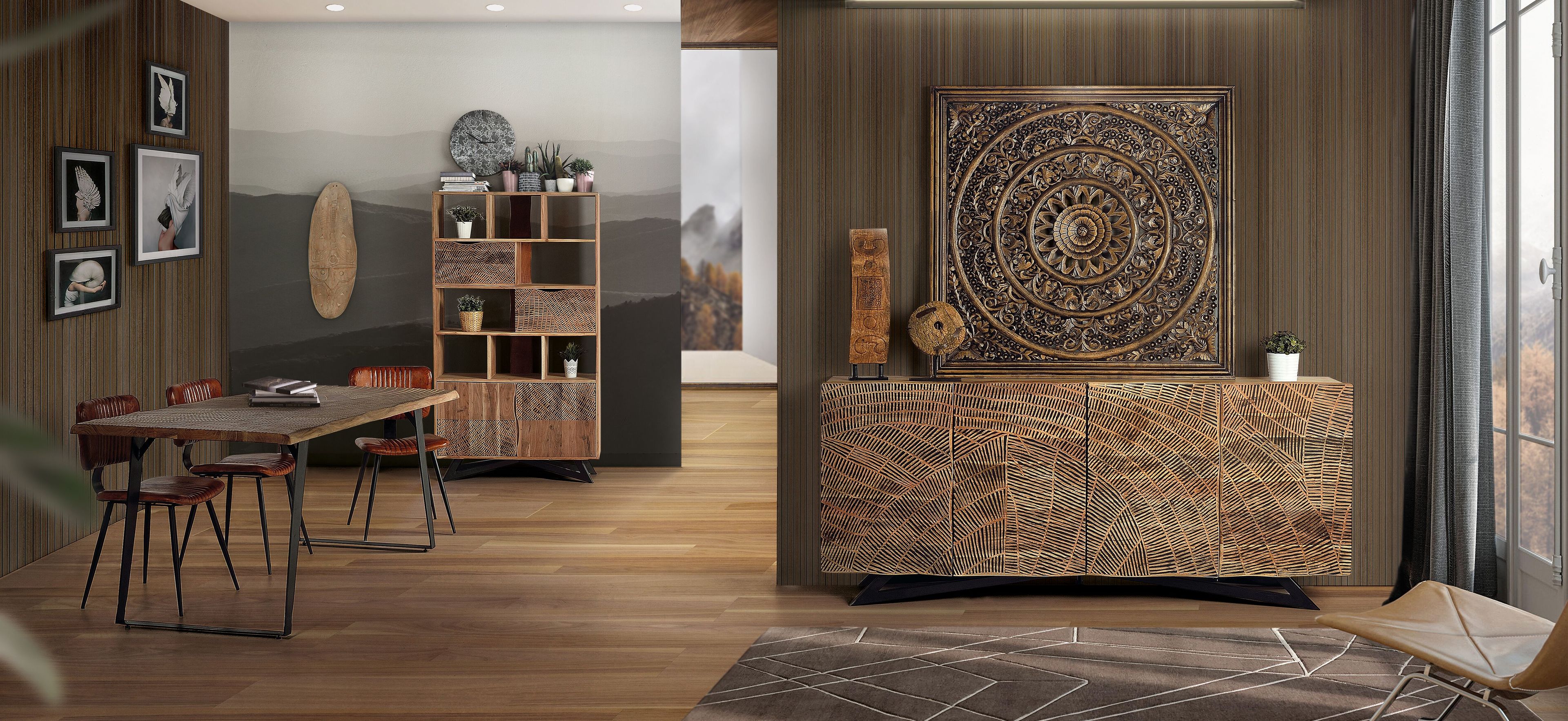 Шкаф из акации с распашными дверями Giner y Colomer Yakarta ARCH-00144263 - Вид №4