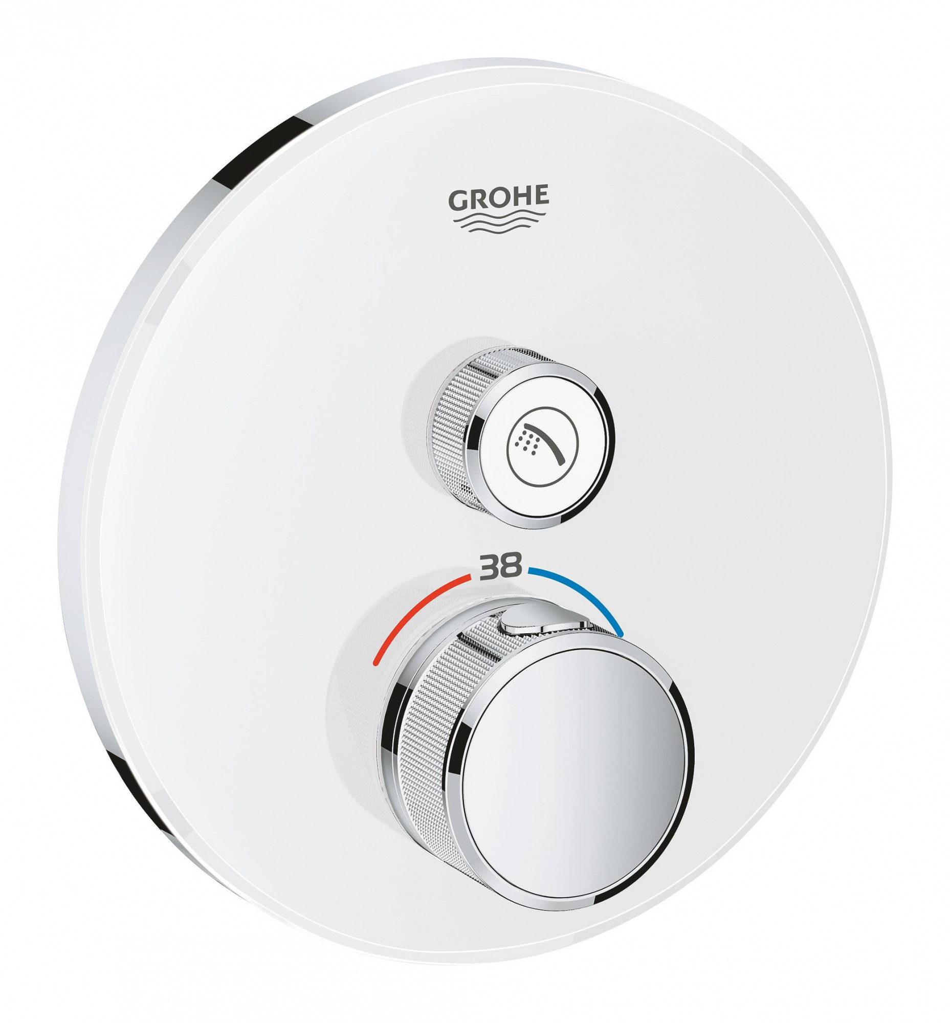 Внешняя часть термостатического смесителя на 1 выход GROHE Grohtherm SmartControl, белая луна (29150LS0)