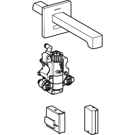 116.278.21.1 Смеситель для раковины Geberit Brenta, настенный монтаж, питание от батарей, с функциональным блоком для скрытого монтажа Geberit  - Вид №7
