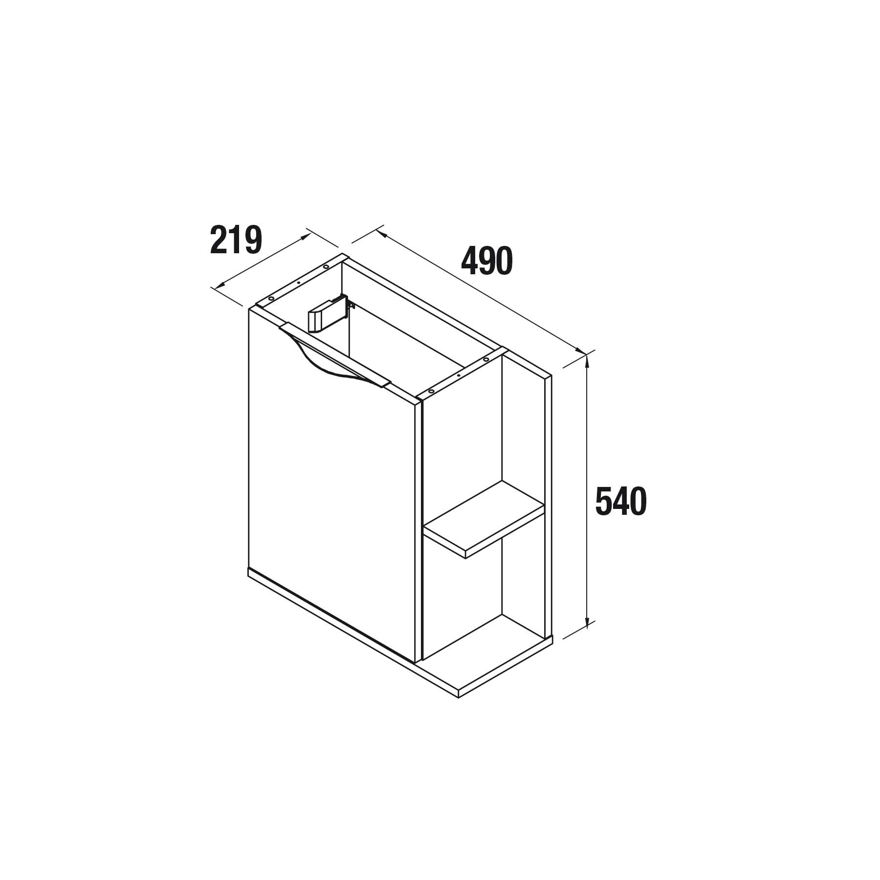 24786 SALGAR Мебель для умывальника MARTHA 490 двусторонняя 1 дверца SBIANCATO Sbiancato  - Вид №3