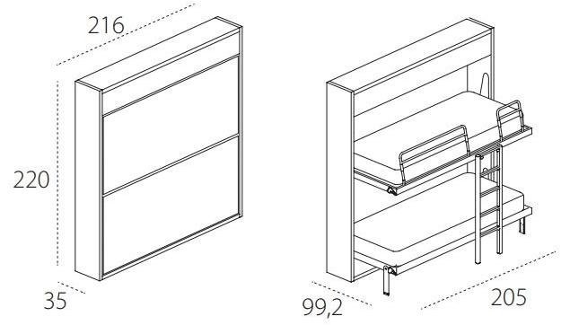 Двухъярусная кровать из выдвижного меламина Kali Santreyd sun-id-1371928 - Вид №9