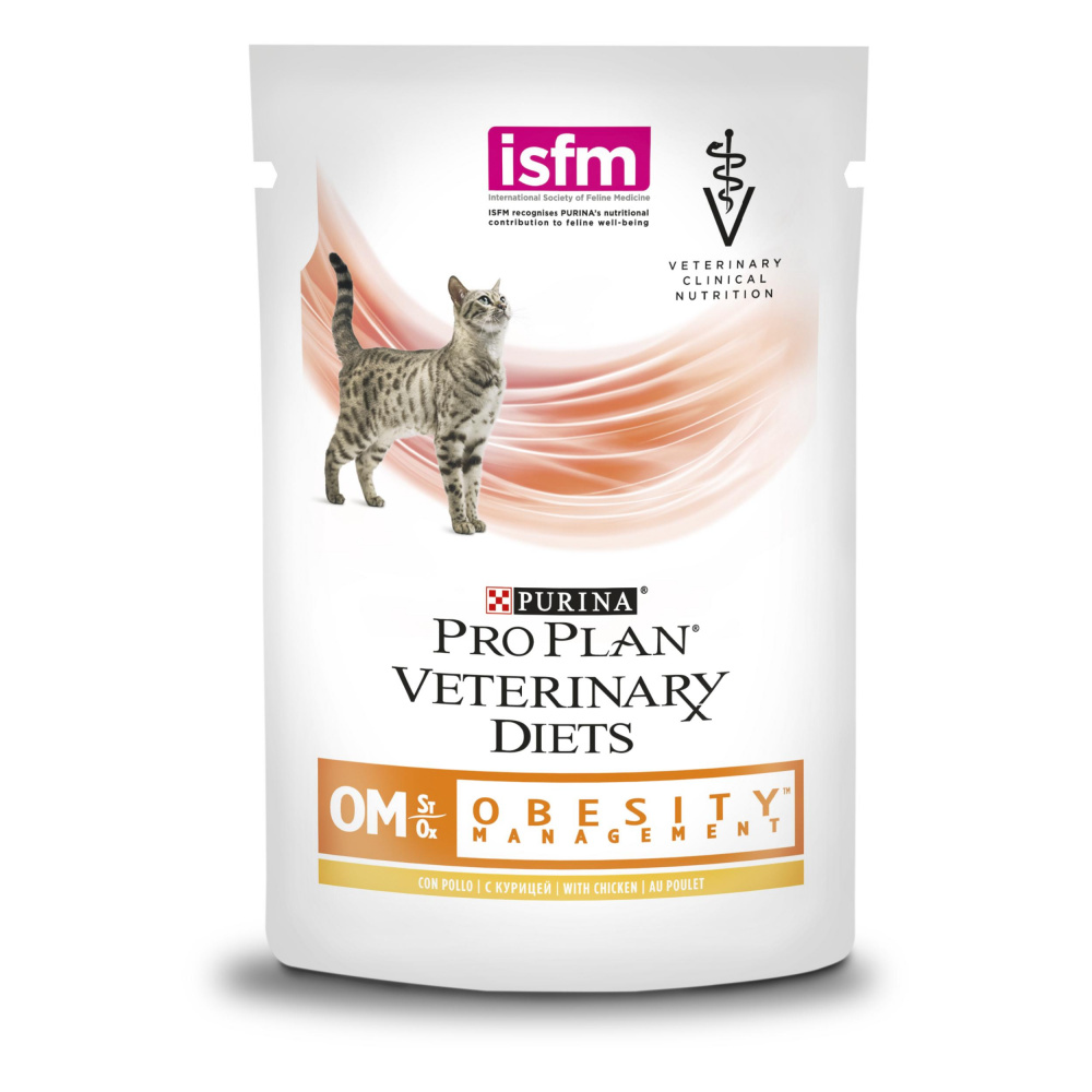 ПР0039976 Корм для кошек Veterinary Diets OM St/Ox для снижения избыточной массы тела, курица пауч 85г Pro Plan 