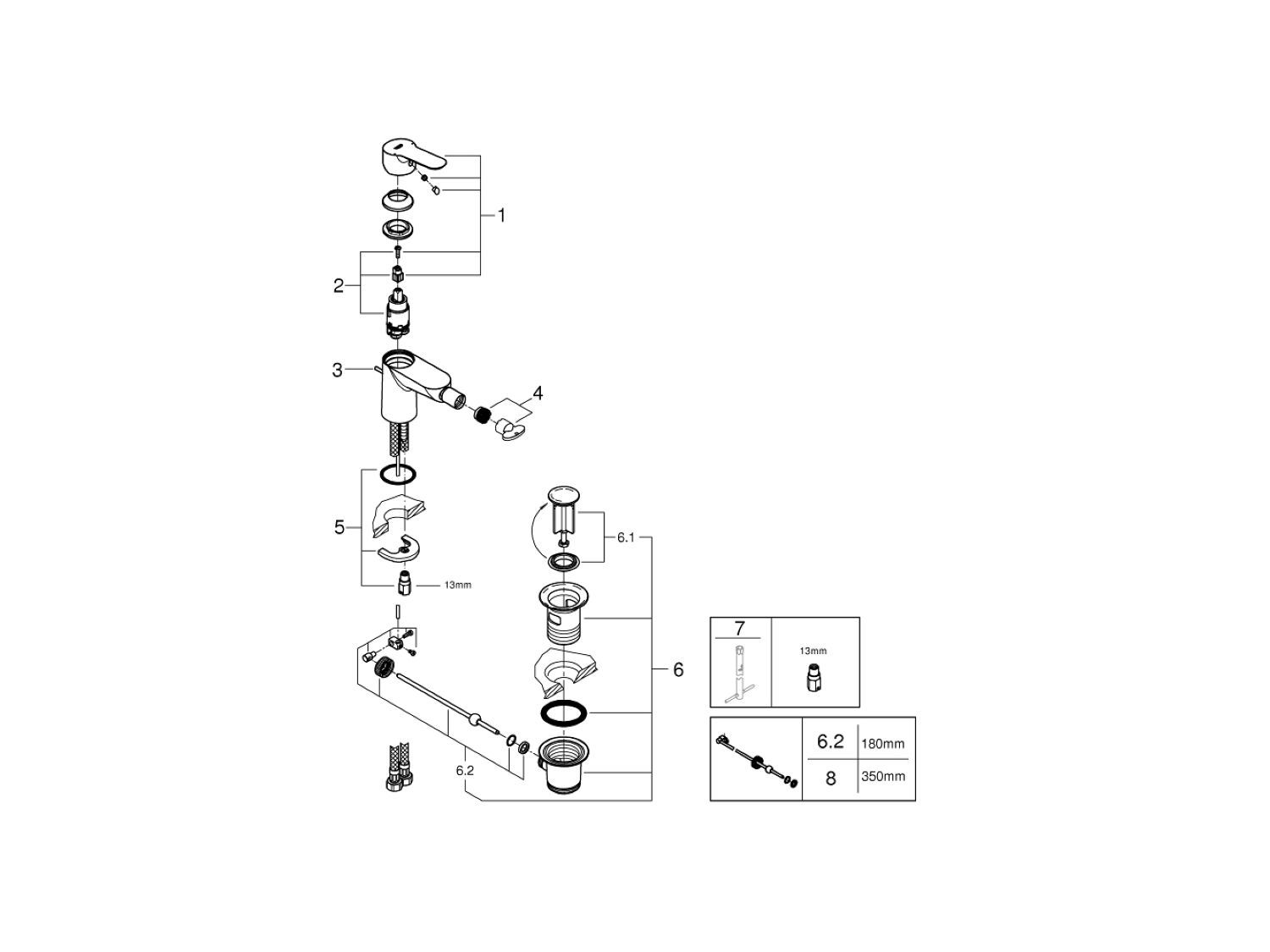 Однорычажный смеситель для биде с поворотным горлышком Grohe BauEdge ARCH-00085231 - Вид №3