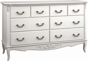 Комод белый с 8 ящиками состаренная слоновая кость Aletan-Provence АЛЕТАН ДИЗАЙНЕРСКИЕ, КОМОДЫ ALETAN - PROVENCE 177784 Молочный;слоновая кость