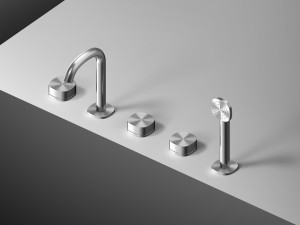 Смеситель для ванны с 5 отверстиями из нержавеющей стали с ручным душем