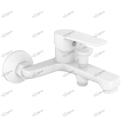 Orange Loop M26-100W однозахватный ванно/душевой смеситель с душевыми аксесуарами (шланг, лейка, держатель). Цвет: белый прозрачный sun-id-1517277