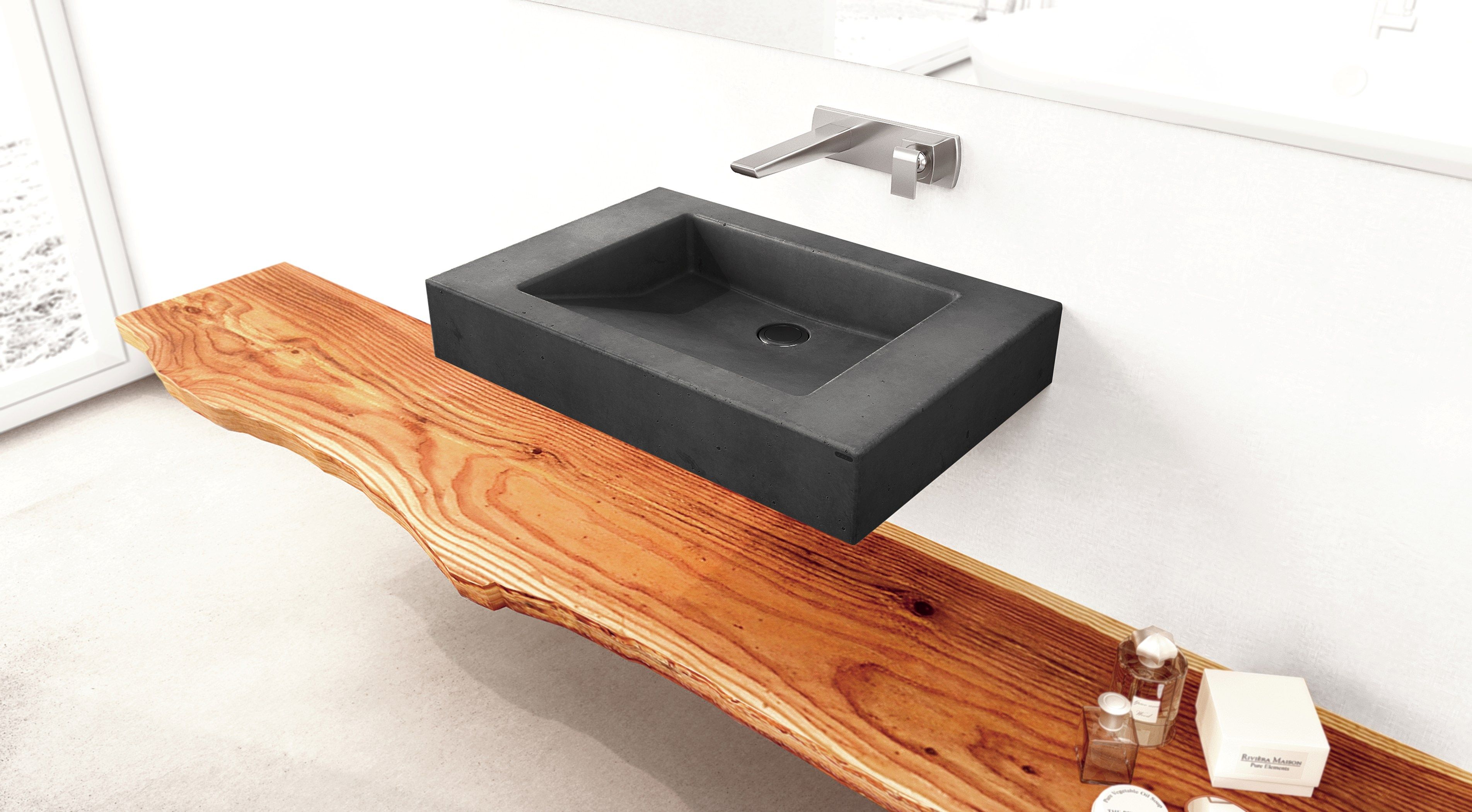 Бетонный одиночный подвесной умывальник Gravelli SLANT 07 SINGLE ARCH-00081644 - Вид №4