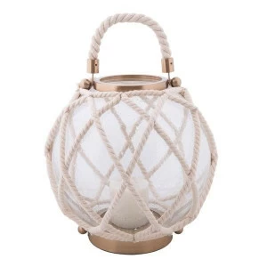 Подсвечник-фонарь стеклянный белый в оплетке малый 27 см UNICO  255476 Белый