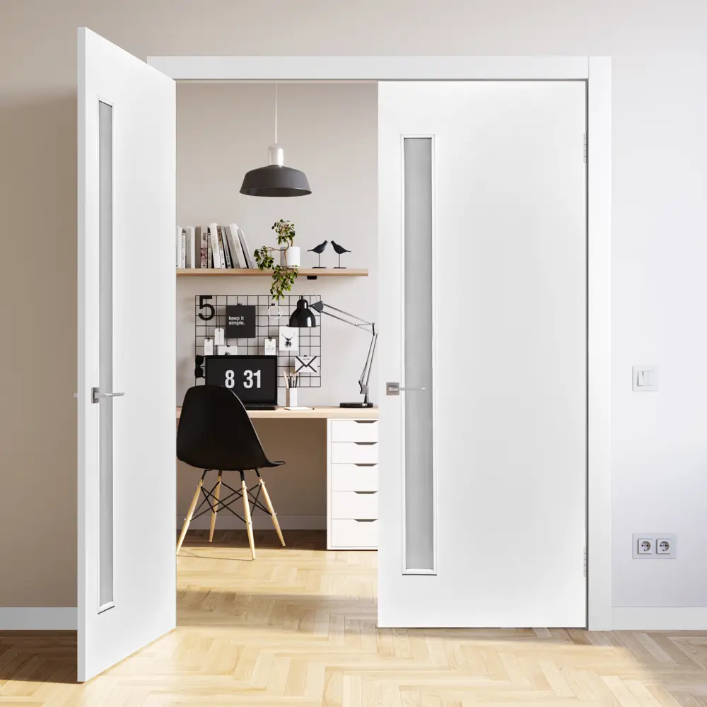 Дверь межкомнатная остекленная финиш-бумага ламинация цвет белый 80x200 см 88308865 STLM-2034396 ELDORF  - Вид №6