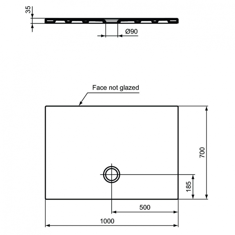T2572YK Душевой поддон 100X70 см Ideal Standard STRADA - Вид №2
