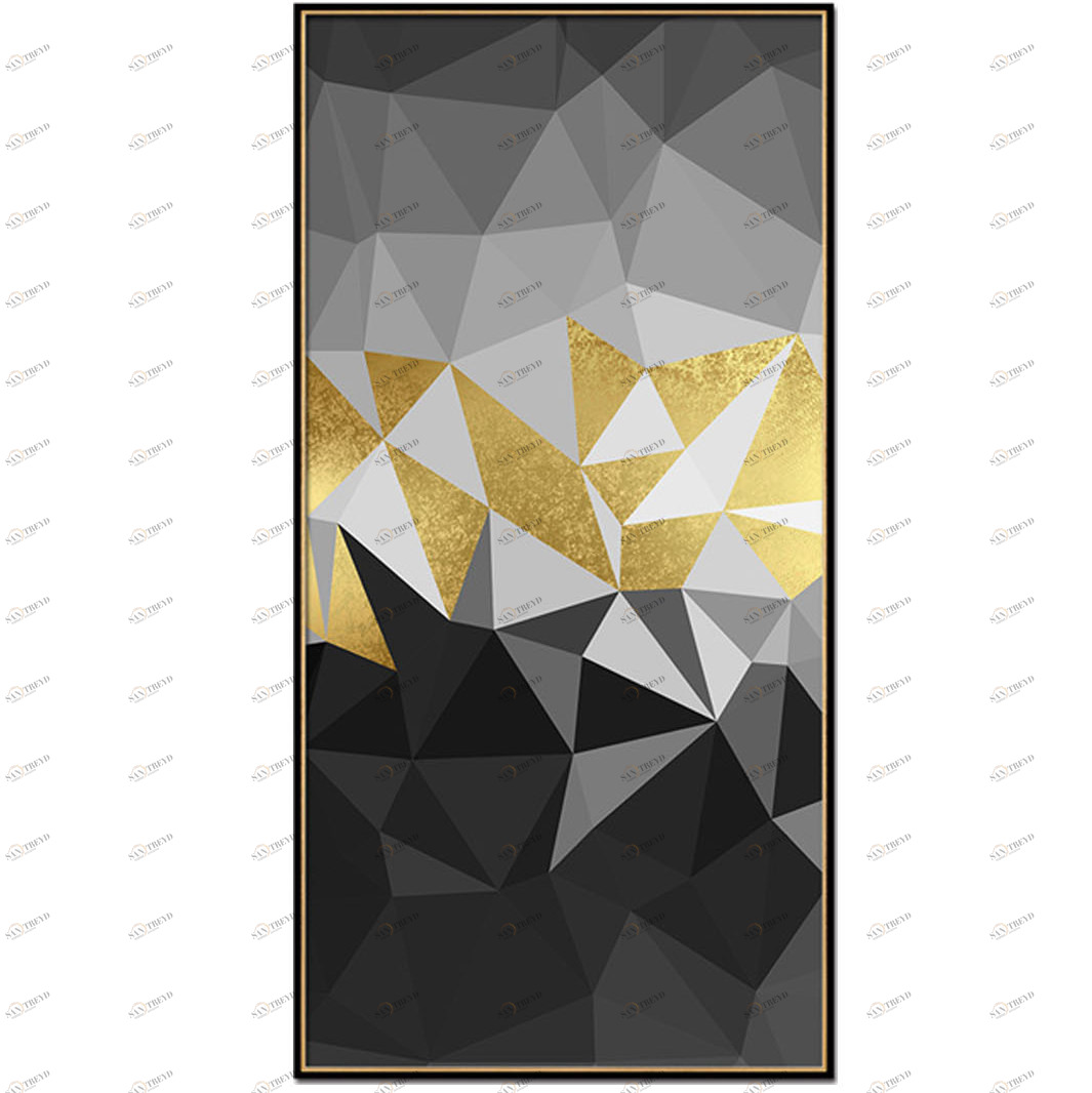 Постер прямоугольный на художественной бумаге 100х50 см "Абстракция Ромбы-2" EVENHOME ДИЗАЙНЕРСКИЕ 00-3878737 Белый;золото;черный 