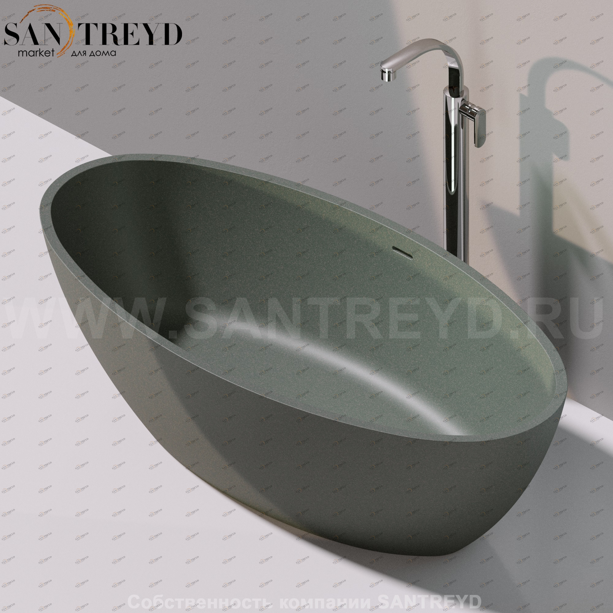 Flaminia APP Ванна свободностоящая 165 см серая AP165V.7037 Ceramica Flaminia AP165V7037