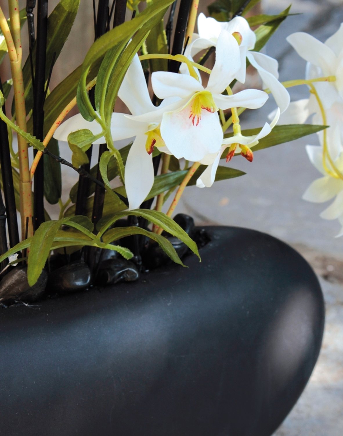 2782 778 a3 Искусственная орхидея дендробиум и бамбук в керамическом горшке, 65 см, real touch soft, бежево-белый H-andreas  - Вид №6