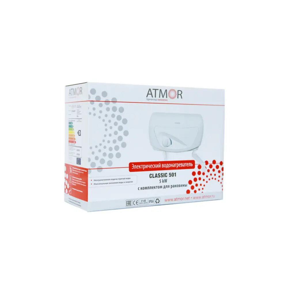 Проточный водонагреватель электрический Atmor Classic 501 Tap 5 кВт белый с краном STLM-2047672 - Вид №5