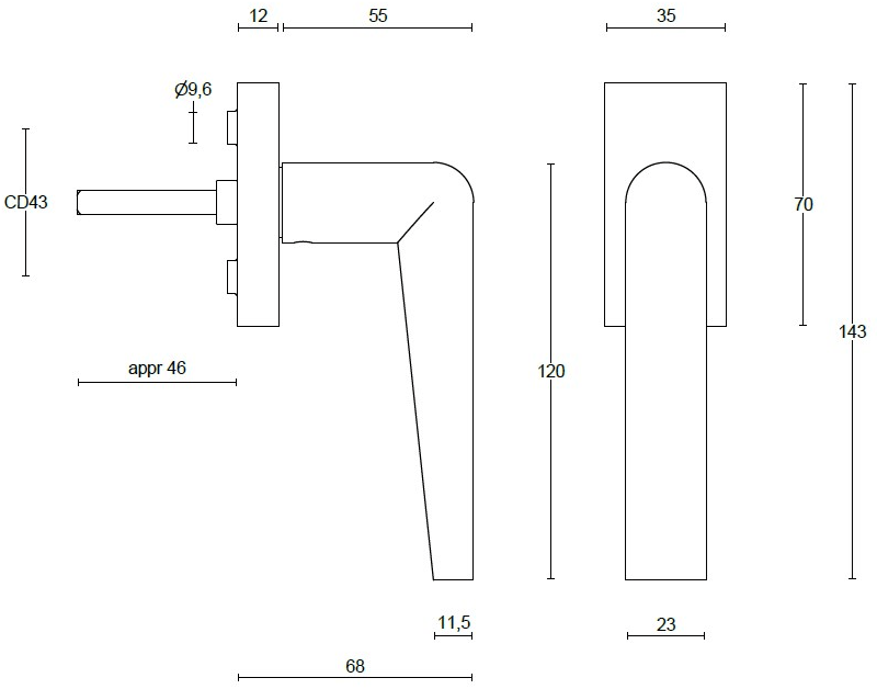 Formani Ручка для откидного окна пвд черный сатин Inc sun-id-1378926 - Вид №2