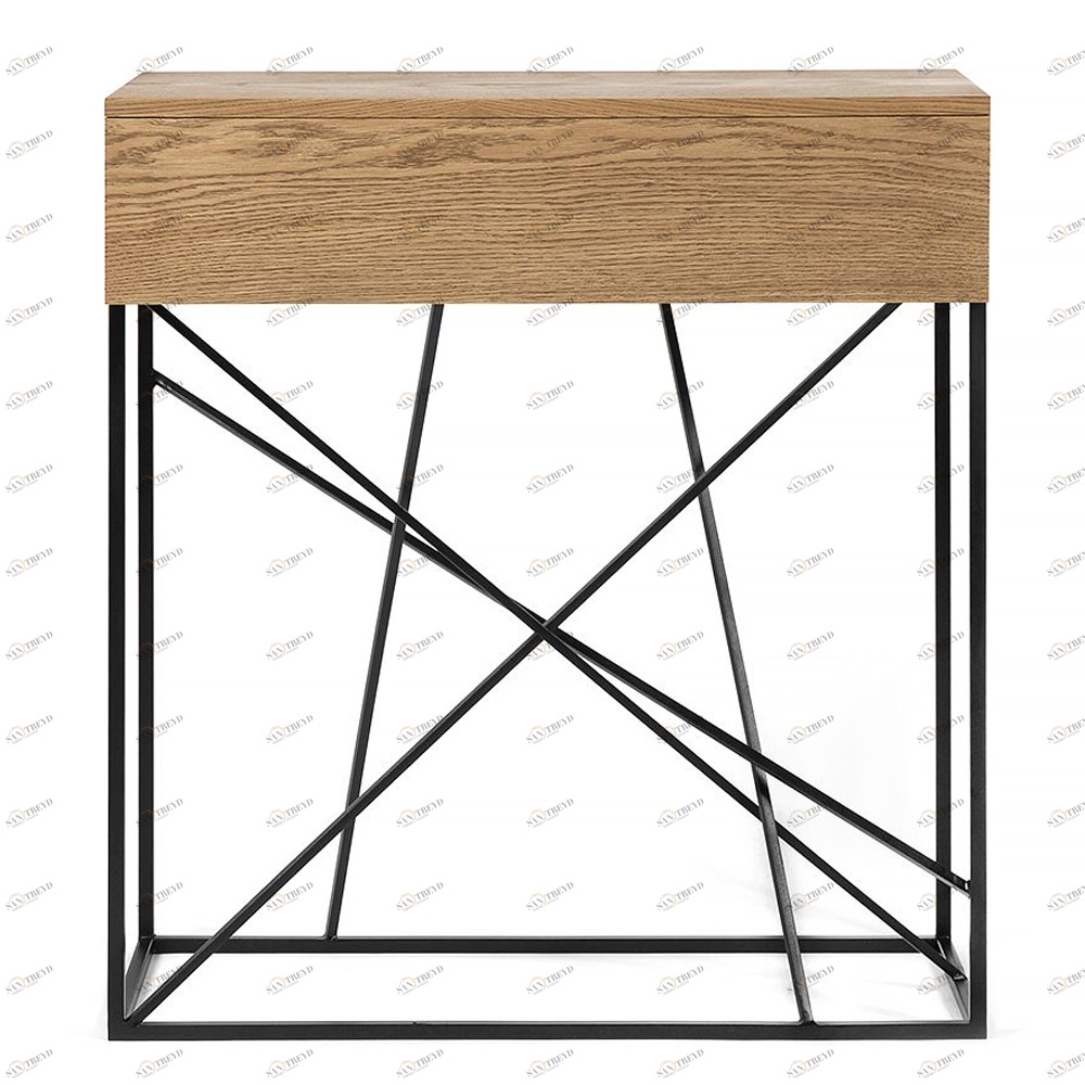 Консоль черная узкая с деревянной столешницей Wilson line box INTELLIGENT DESIGN  261077 Бежевый;черный 