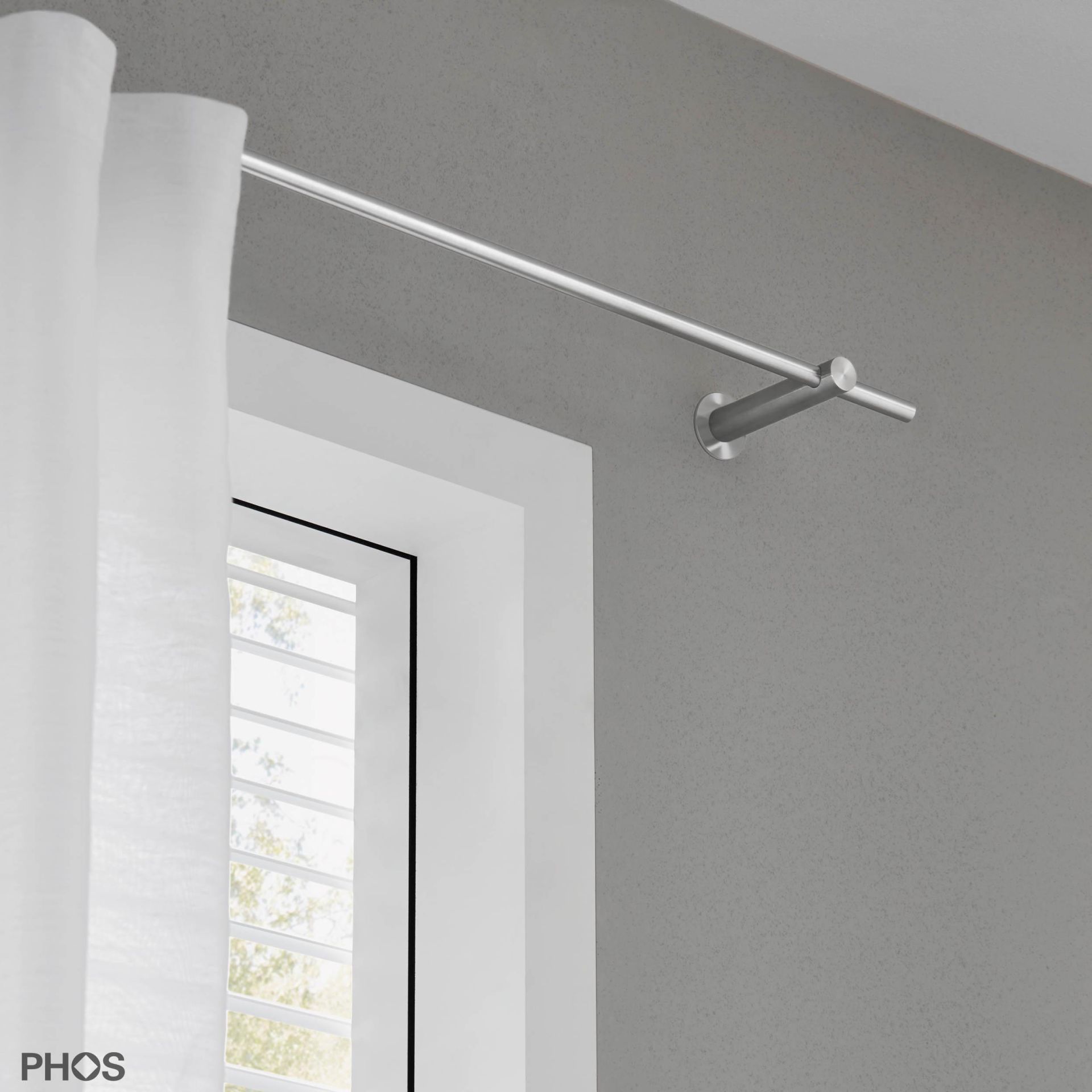 VS20-100-1200 Комплект карнизов: 120 см с 2 кронштейнами (среднее расстояние до стены) PHOS  - Вид №1