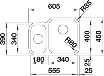 525217 Кухонная мойка Blanco Supra 340/180-U чаша слева, с клапаном-автоматом  Blanco Supra - Вид №2