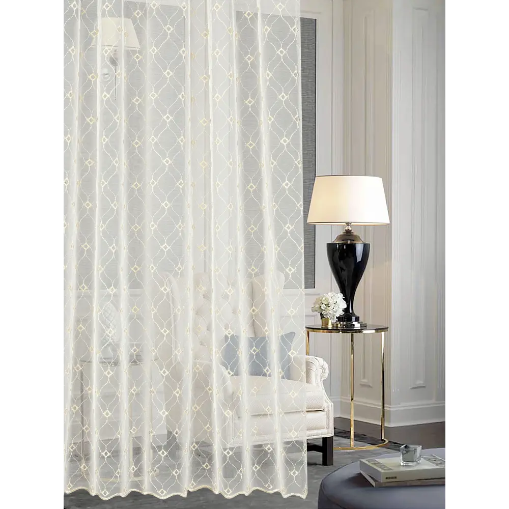 Тюль на ленте «Ромбик» 300x280 см цвет экрю MIAMOZA STLM-2020749 - Вид №8