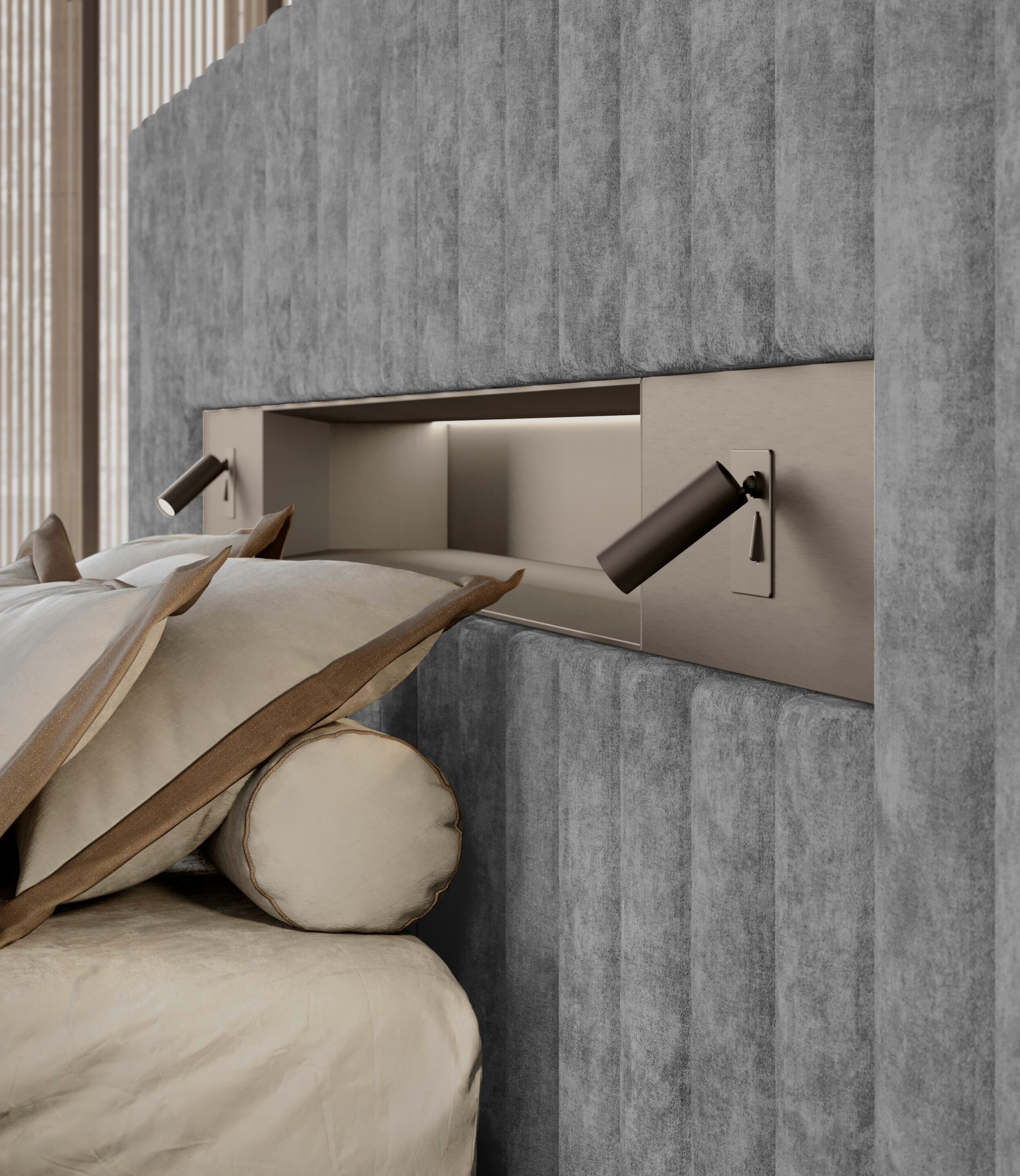 Двуспальная мягкая кровать из ткани Olivieri дресс-код ARCH-00076369 - Вид №1