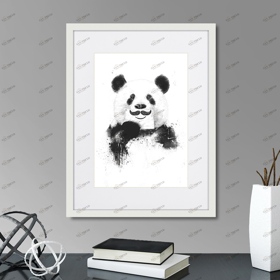 Картина черно-белая 42х32 см Funny Panda КАРТИНЫ В КВАРТИРУ  00-3894668 Белый;черный 