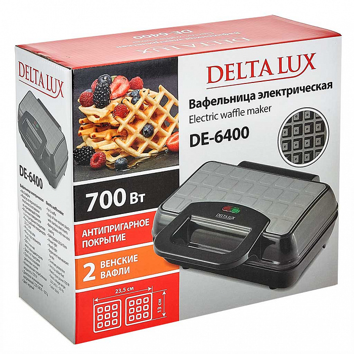 5354123 Вафельница DELTA LUX DE-6400 черный STDN-0137342 - Вид №4