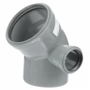 Отвод ПВХ канализационная D110х45° с выходом 50 (правый)