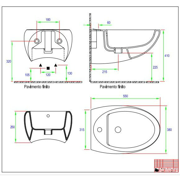 19002 Биде подвесное TAO Ceramica Hidra - Вид №2