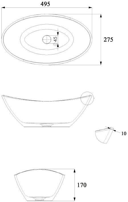 Swmbas75 / swmbas68 Накладная раковина на столешницу  овальная JEE-O Rio - Вид №2