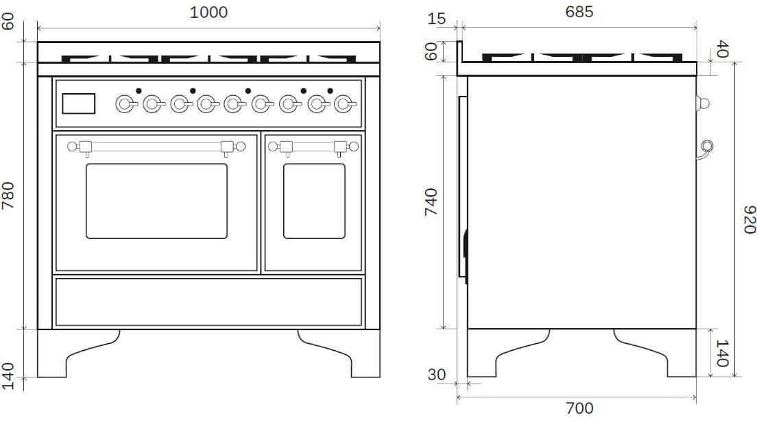 Отдельно стоящая кухня из нержавеющей стали Ilve Majestic ARCH-00126392 - Вид №2