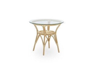 Круглый стол из ротанга и стекла