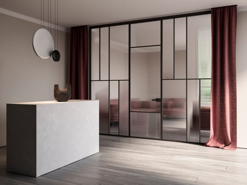 Алюминиевая и стеклянная подвижная стена ALBED ARCH-00006547