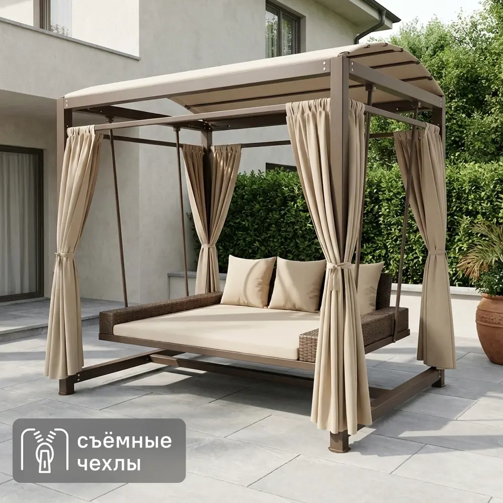 Качели садовые Greengard Астория 3-х местные бежевый/коричневый STLM-2135261