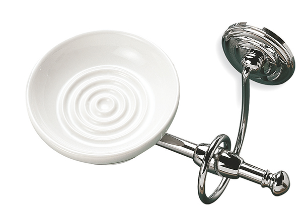 I09(08-BI) Stil Haus Idra, настенная керамическая мыльница, цвет хром - белая керамика 