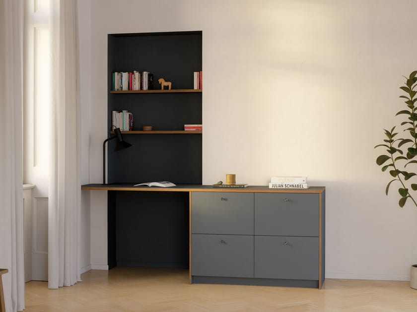 Стол из линолеума с полками Neuvermoebelt SMART LINE FURNITURE ARCH-00071885