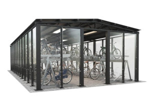 Стальной и стеклянный навес для велосипедов и мопедов