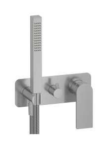 Внешние части встроенного в стену смесителя на 3 потребителя в комплекте с душевым гарнитуром. WE ARE IB k3314ss Brushed Nickel K3