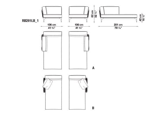 Ткань сад шезлонг B&B Italia Outdoor смородина ARCH-00129476 - Вид №11
