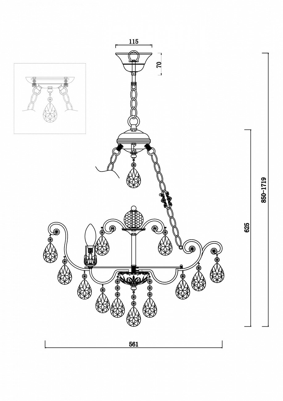 Люстра подвесная белая Veronica 06WG FREYA ДИЗАЙНЕРСКИЕ, CRYSTAL 00-3956414 Белый  - Вид №1