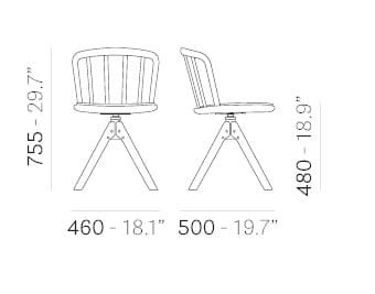 Вращающийся стул из ясеня с мягким сиденьем Pedrali Nym ARCH-00058335 - Вид №1