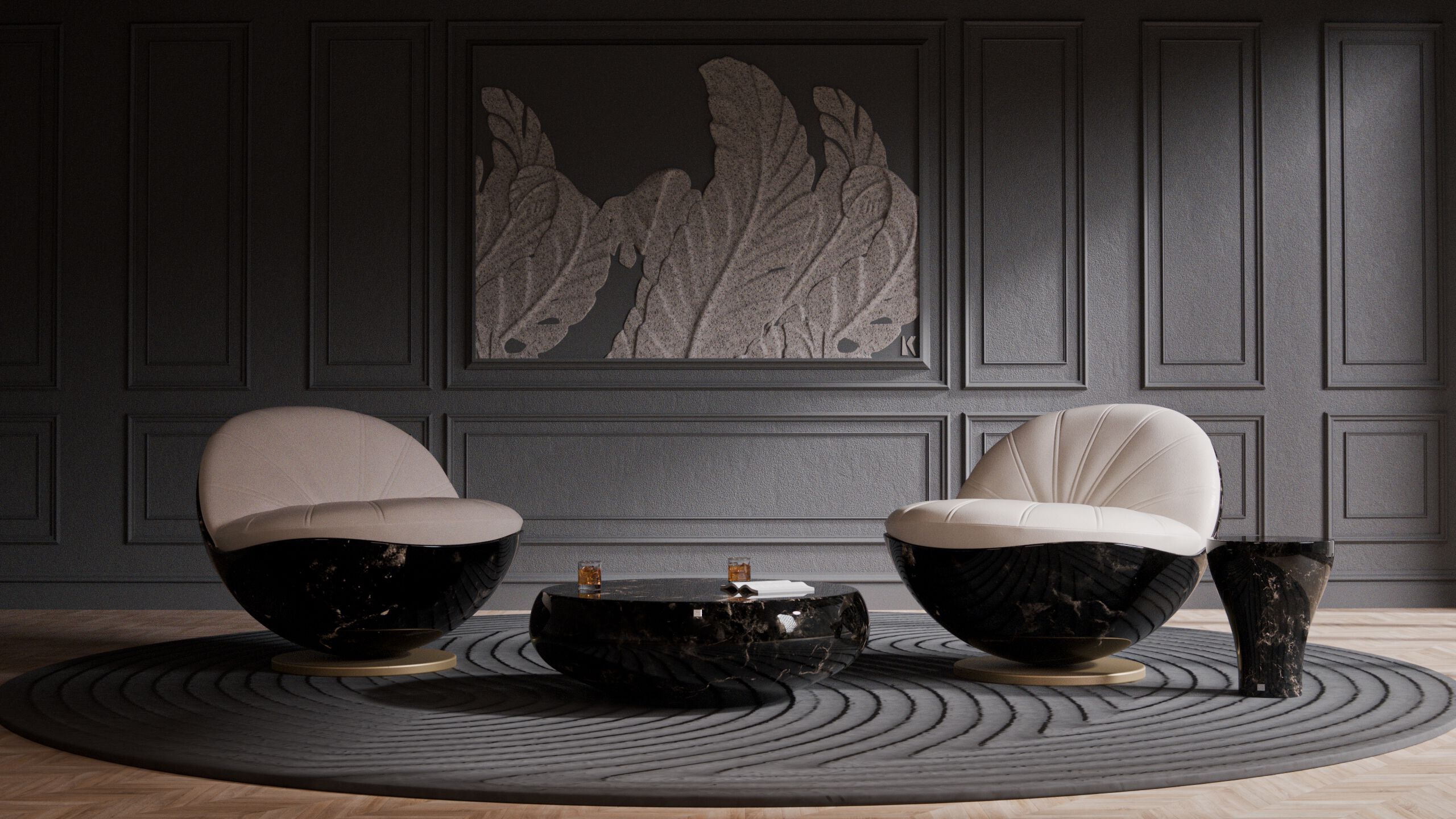 Кожаное вращающееся кресло с каркасом из стекловолокна GANSK Bola ARCH-00072131 - Вид №17