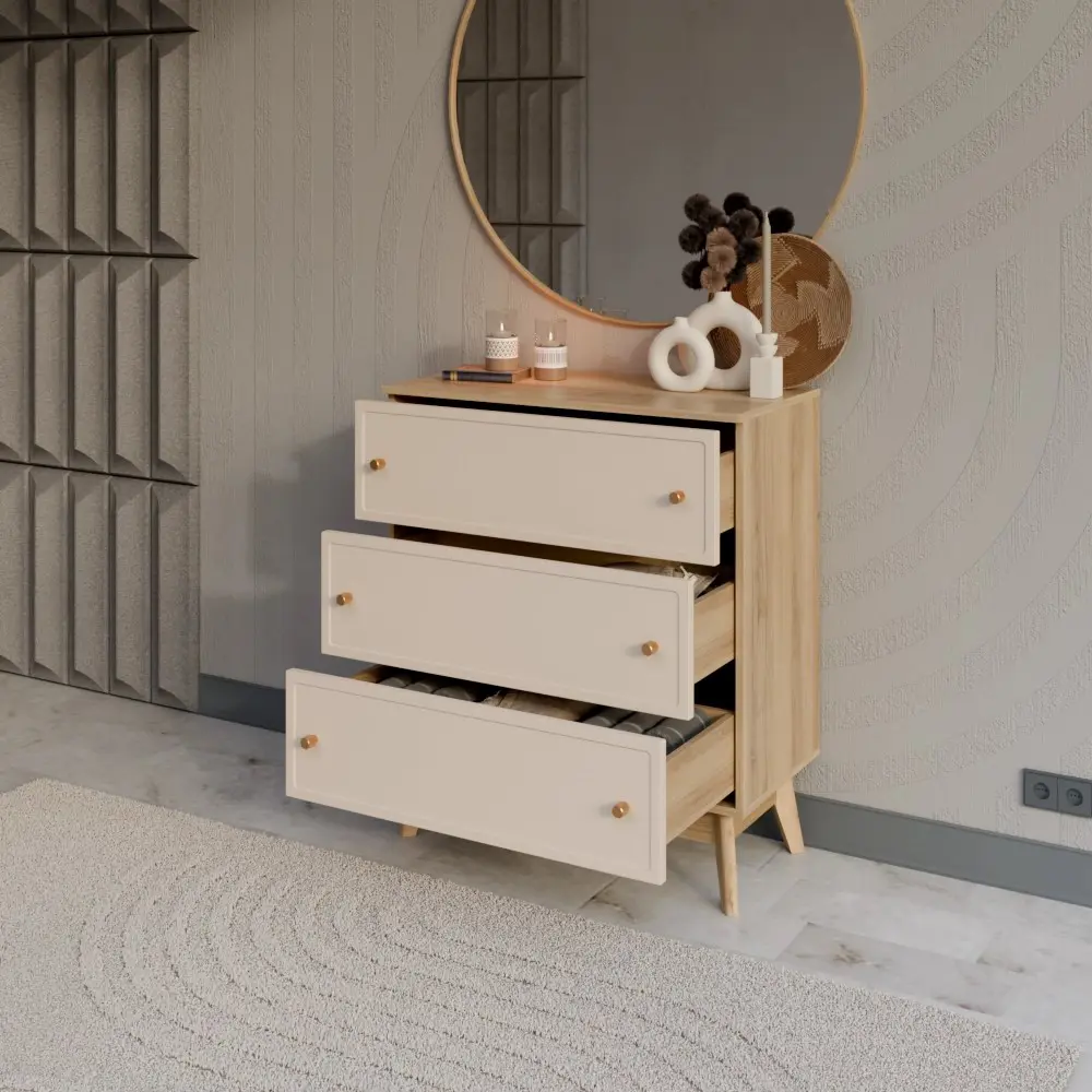 Комод KONSENSA Амьен 3 ящика 80x94x41.7 см ЛДСП цвет бежевый STLM-2115692 - Вид №8