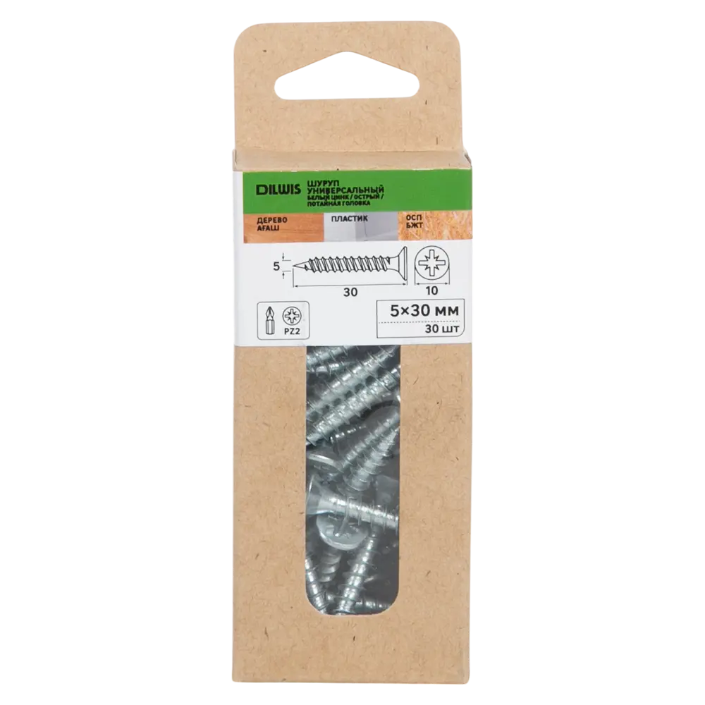 Саморезы универсальные DILWIS 5×30 мм оцинкованные (30 шт) 89386270 STLM-1569237 - Вид №3