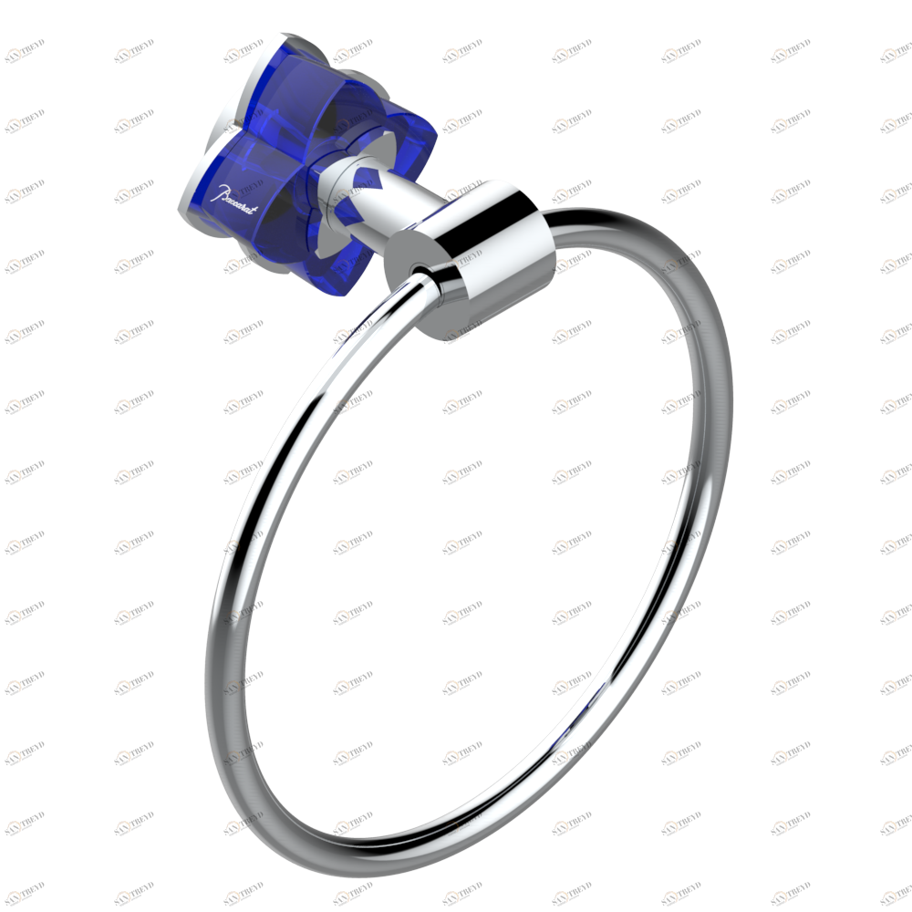 U6B-504N Полотенцедержатель-кольцо-Ø 180 мм одинарное Thg-paris Pétale de Cristal, синий хрусталь Хром U6B-504N CAT.A