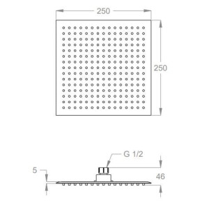 Квадратная душевая головка из нержавеющей стали