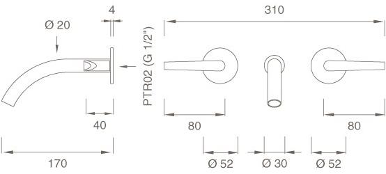 Ceadesign Группа из 2 смесителей открытого / закрытого типа Flag Flg 10 - Вид №4